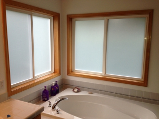 Tinted windows above bath tub