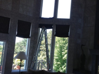 Interior picture of living room with lots of windows