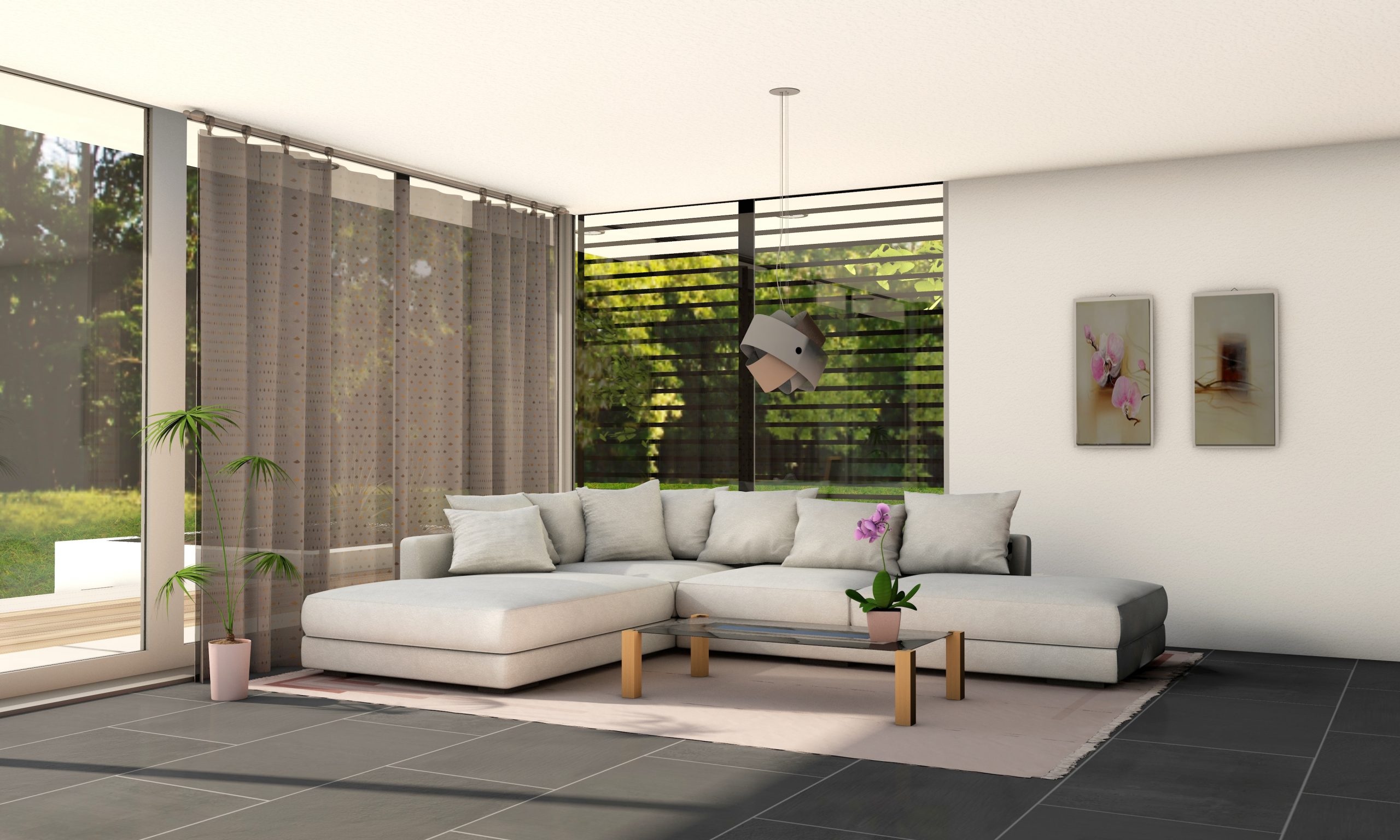 A bright living room with large windows suited for blackout film.